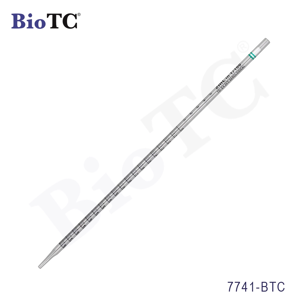 Serological Pipette, 2mL, PS, Standard Tip, 275mm, STERILE, Green Band, Individually Wrapped, 100/Bag, 5 Bags/Unit