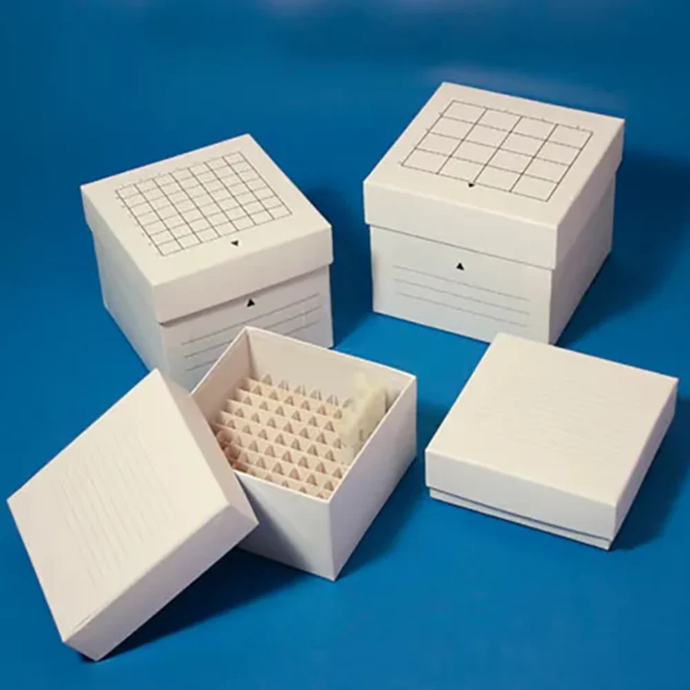 Freezing Box, 2, Cardboard, 81-Place (9x9 format), fits 1.0mL and 2.0mL CryoCLEAR vials, White;1 EACH